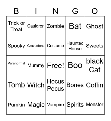 Halloween Bingo Card