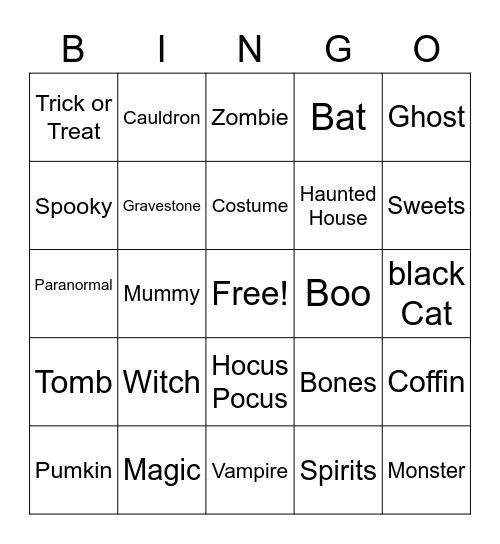 Halloween Bingo Card