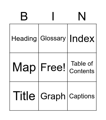 Vocabulary Bingo Card