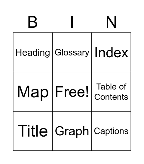 Vocabulary Bingo Card