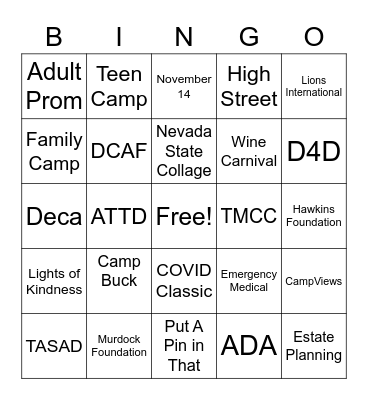 Face to Face Meeting 2020 Bingo Card