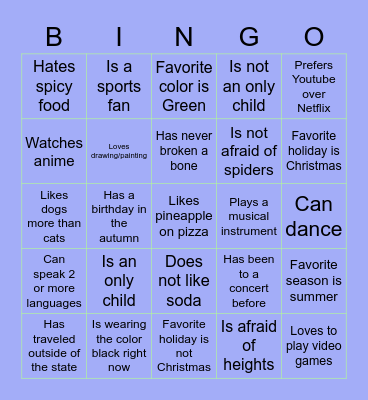 Homeroom Bingo! Bingo Card