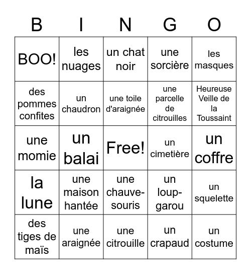 L'Halloween Bingo Card