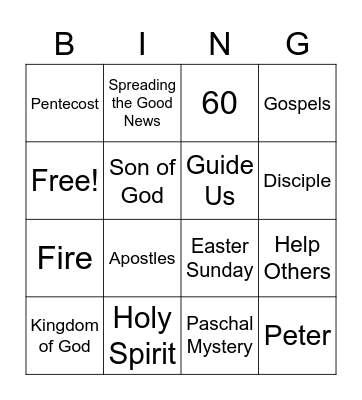 Holy Spirit Bingo Card