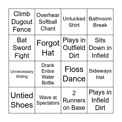 YOUTH BASEBALL Bingo Card