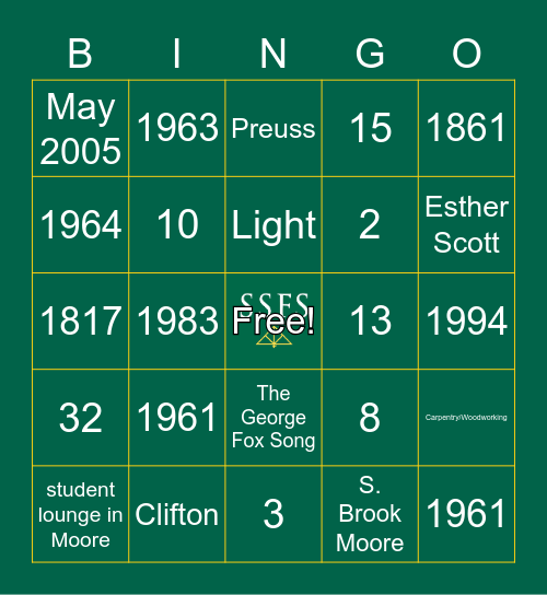 SSFS Bingo Card