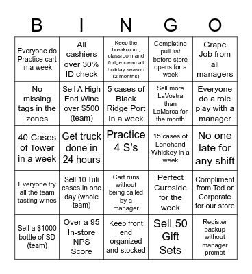 Holiday Blackout Bingo Card