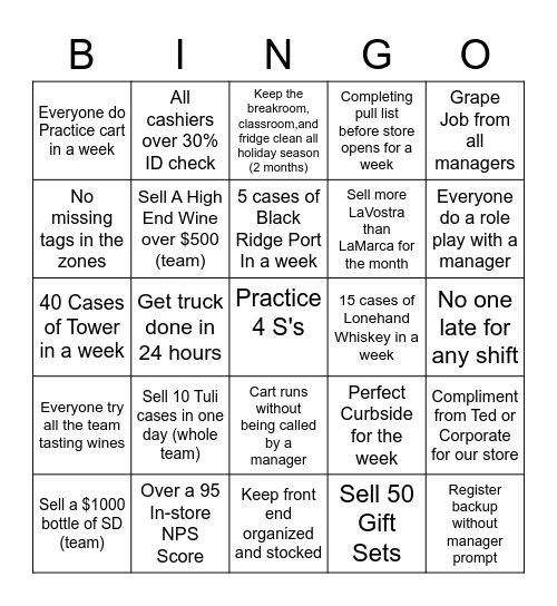 Holiday Blackout Bingo Card