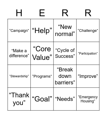 HERO Bingo Card