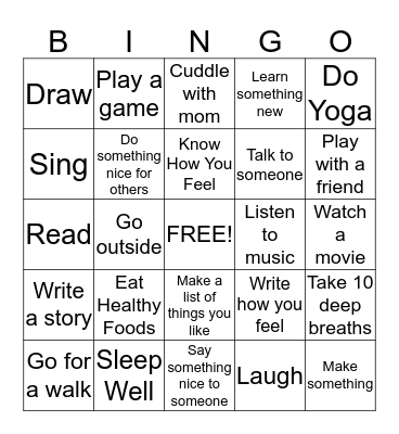 Coping Skills Bingo!!!!!!!! Bingo Card