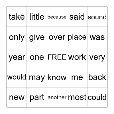 Sight Word List #4 Bingo Card