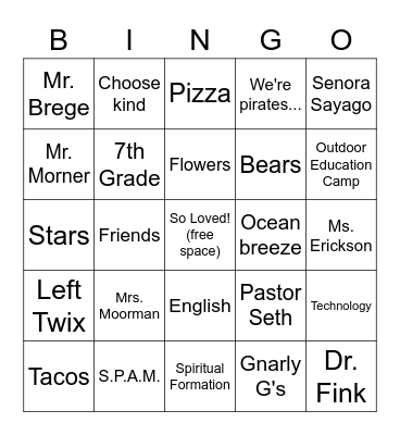 Bethany Bingo! Bingo Card