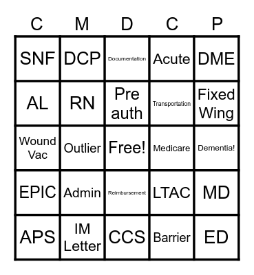 Case Management Week Bingo Card