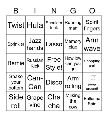 Dance Bingo! Bingo Card