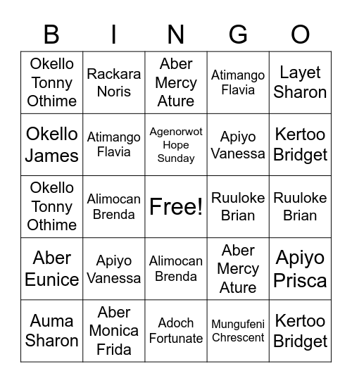 U4U Student Bingo! Bingo Card