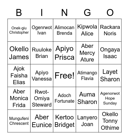 U4U Student Bingo! Bingo Card