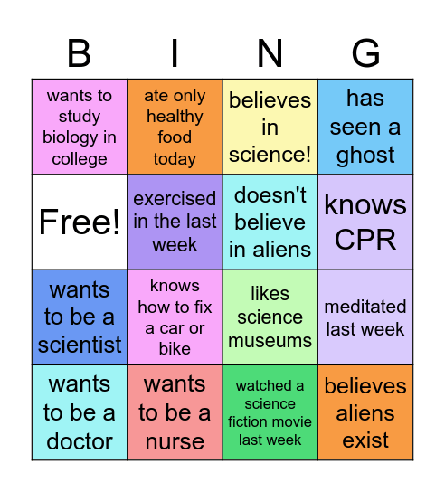 Science Bingo Card