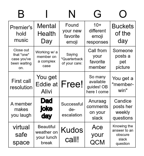 Guide Bingo Card