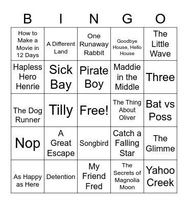Book Week Bingo Card