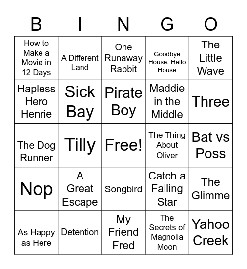 Book Week Bingo Card