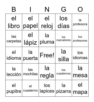 The direct articles with school supplies Bingo Card