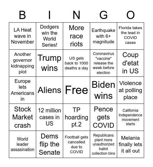 2020 Bingo Card