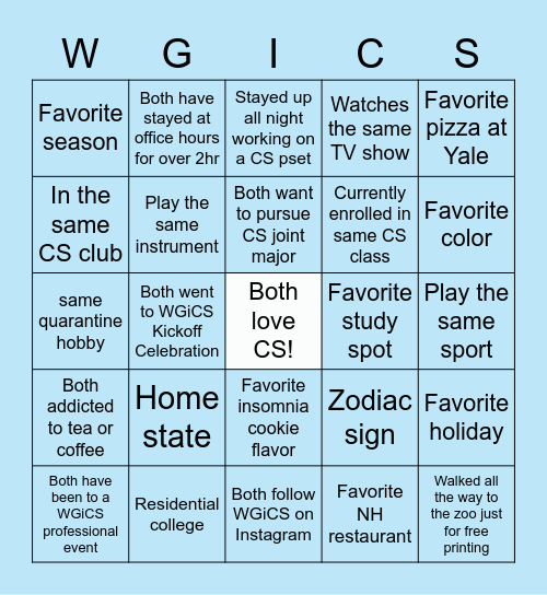 WGiCS Family Bingo Board Bingo Card