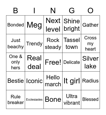 Blingo Bingo Card