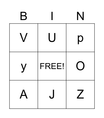 ABC Bingo Card