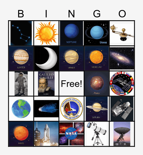 Civil Air Patrol Astronomy Bingo Card