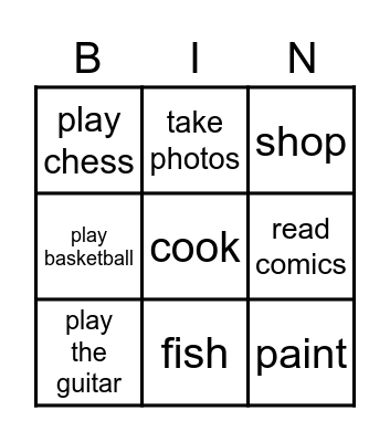 Family and Friends 3  Unit 2 Bingo Card