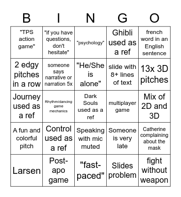 Pitch M2 Bingo Card