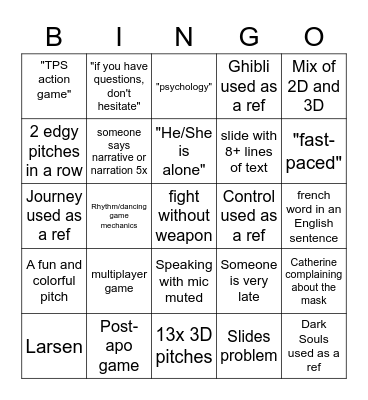 Pitch M2 Bingo Card