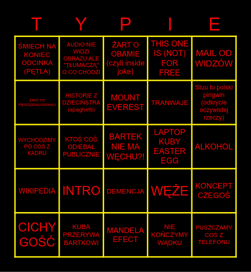 DWÓCH TYPÓW PODKAST BINGO Card