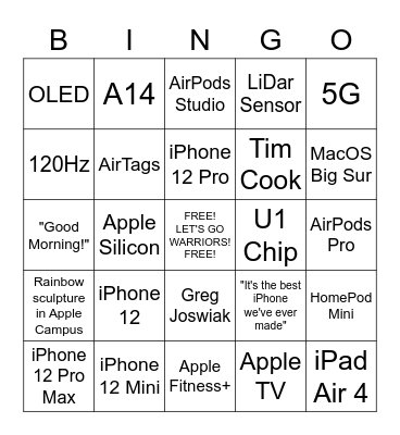 B-TEEZY's BIG BINGO 'Hi, Speed' Apple Event Bingo Card