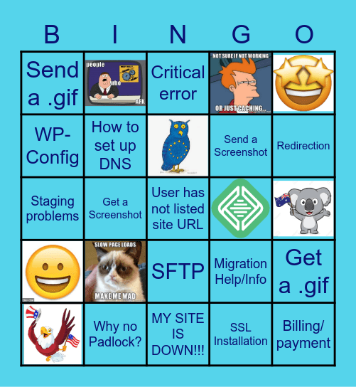 Team EU Chat Bingo Card