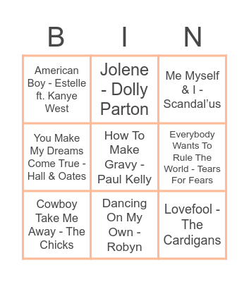 Dilsday Musical Bingo Card