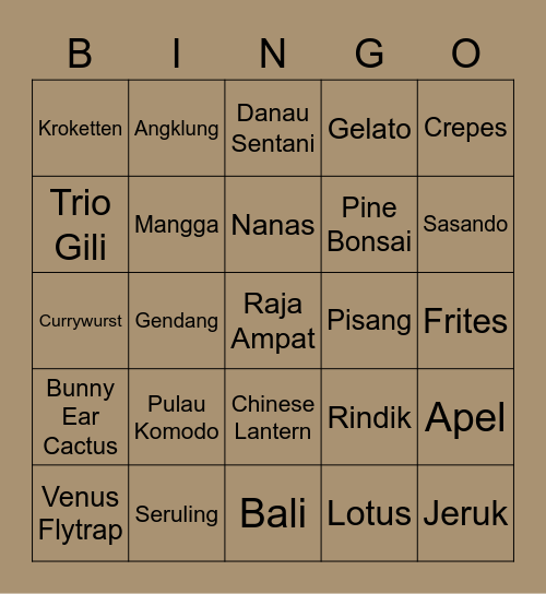 Bismillah menang 🤟😗 Bingo Card