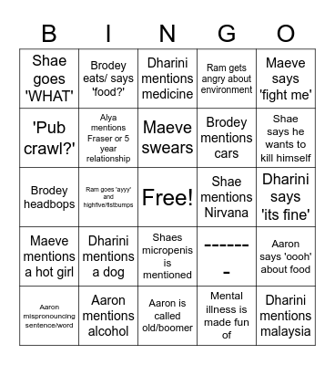Untitled Bingo Card