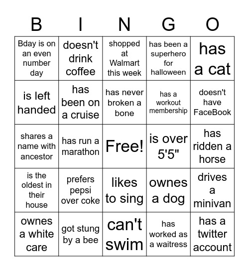 Grandmas Bingo Card