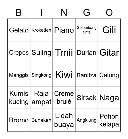 Yayas Bingo Card