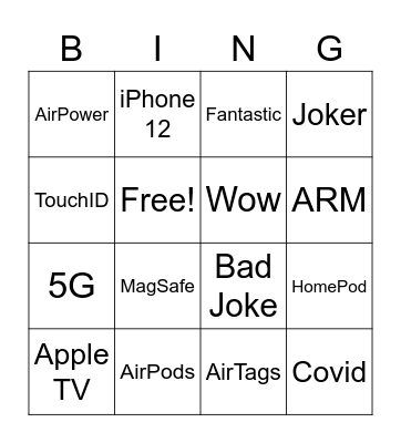 Apple Keynote Bingo Card