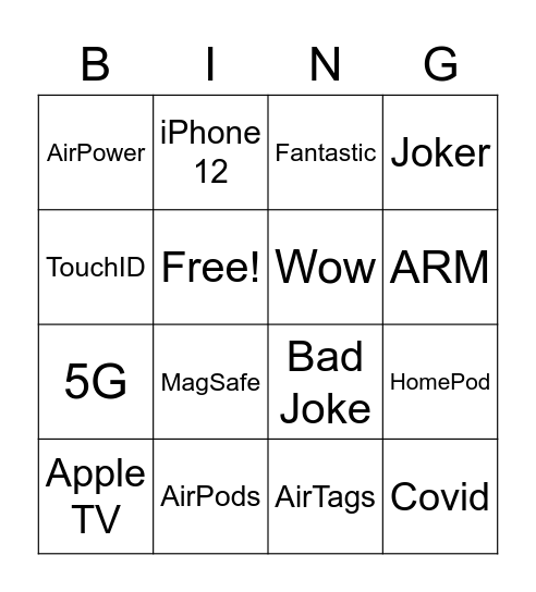 Apple Keynote Bingo Card