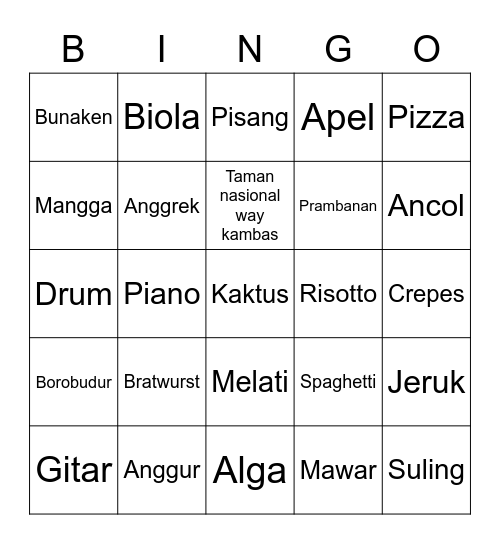 Untitled Bingo Card