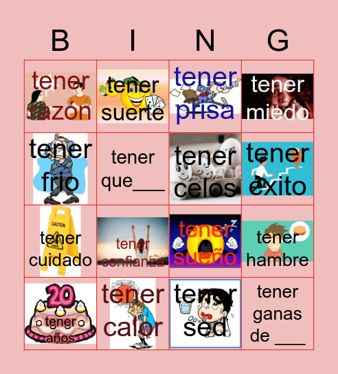 Tener idioms Bingo Card