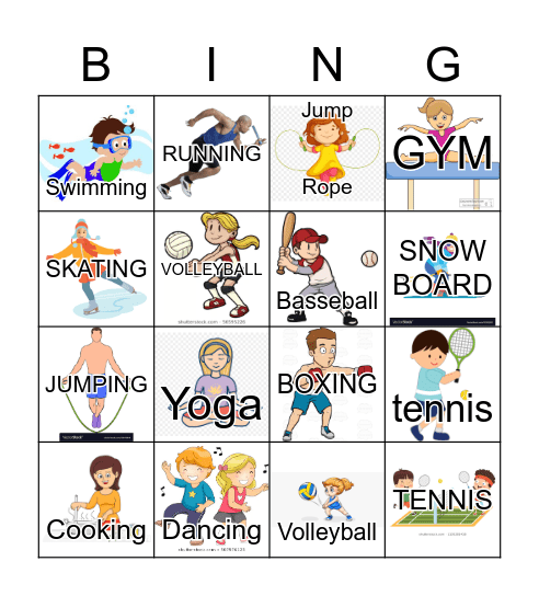 Fitness Bingo Card