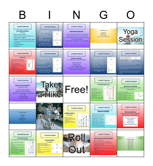 JCWLAX Fitness Bingo Card