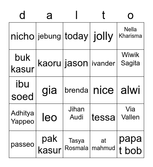 DDALLLTOONNNN Bingo Card