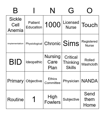 Midterm Bingo Card