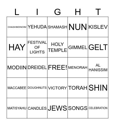 CHANUKAH Bingo Card
